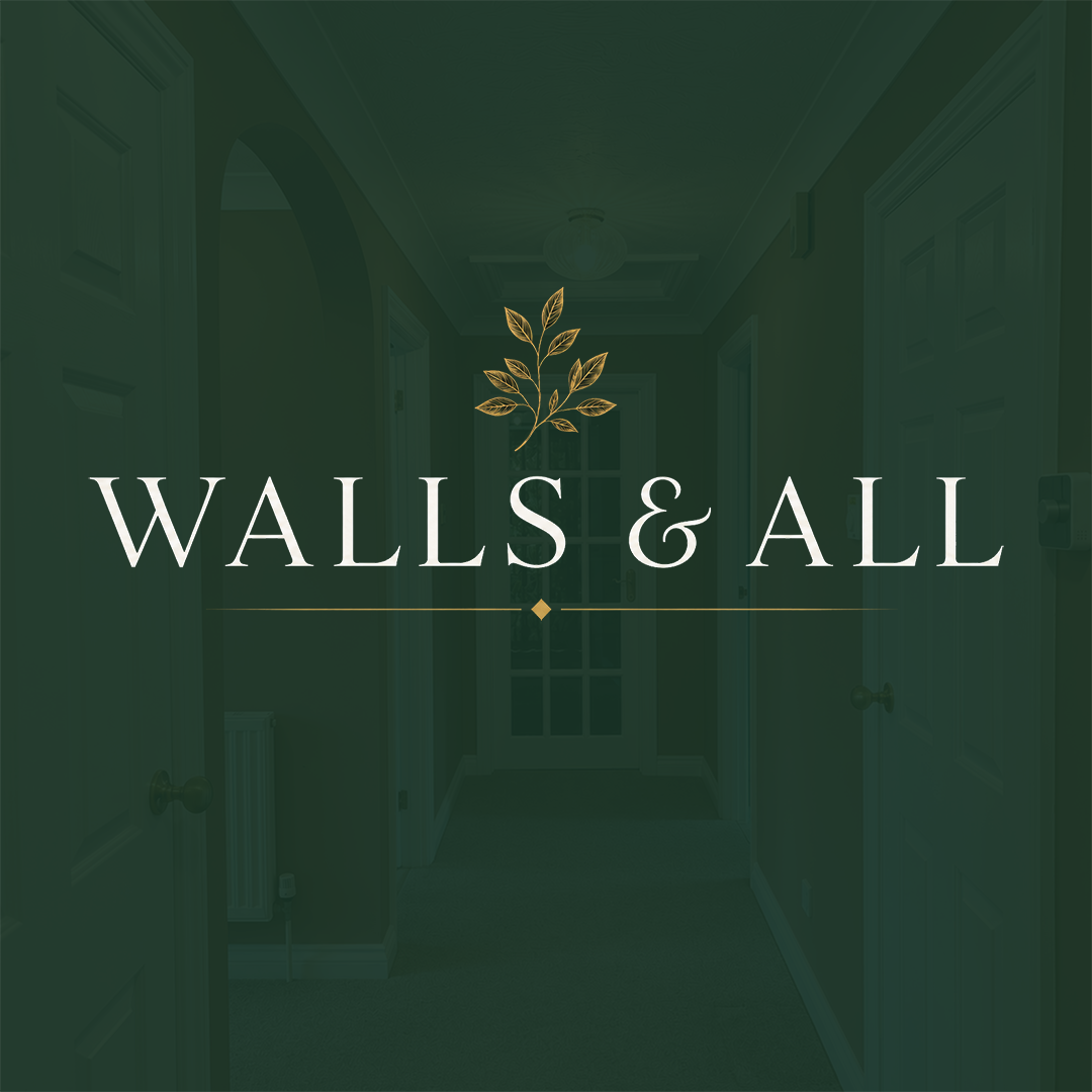 Walls & All brand artwork featuring a traditional green front door